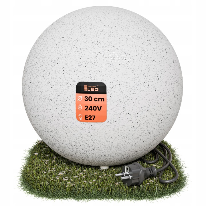Lampa wbijana ogrodowa kula E27 Kamień 30cm