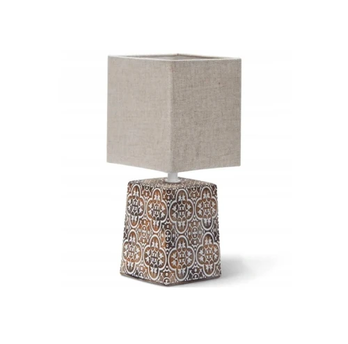 Lampka Stołowa Nocna Ceramiczna E14/40W Brązowa Na Styl Etniczny