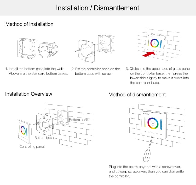 Milight Sterownik naścienny RGB RGBW CCT 15A P3