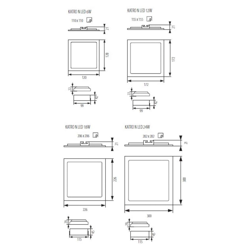 Downlight LED kwadratowy 6W neutralny Oprawa sufitowa Kanlux KATRO Satyna Nikiel