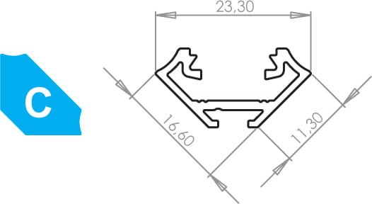 Profil aluminiowy LUMINES typ C surowy 1m