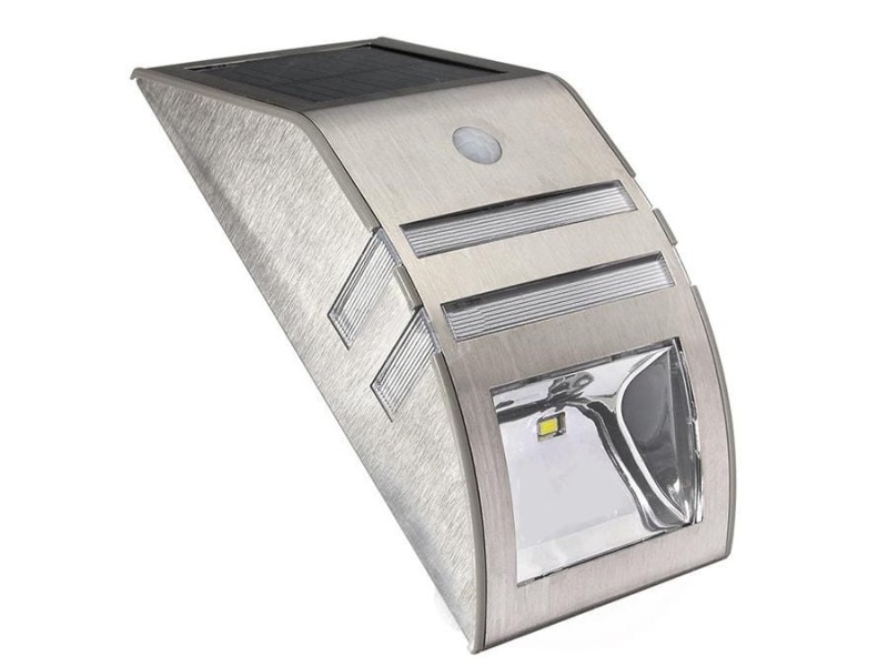 Kinkiet Solarny LED z czujnikiem ruchu PIR INOX MCE118