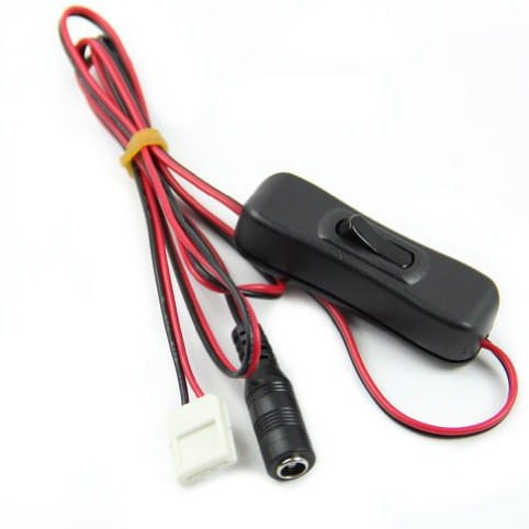 Włącznik z gniazdem DC i złączką zatrzaskową do taśmy LED 8mm