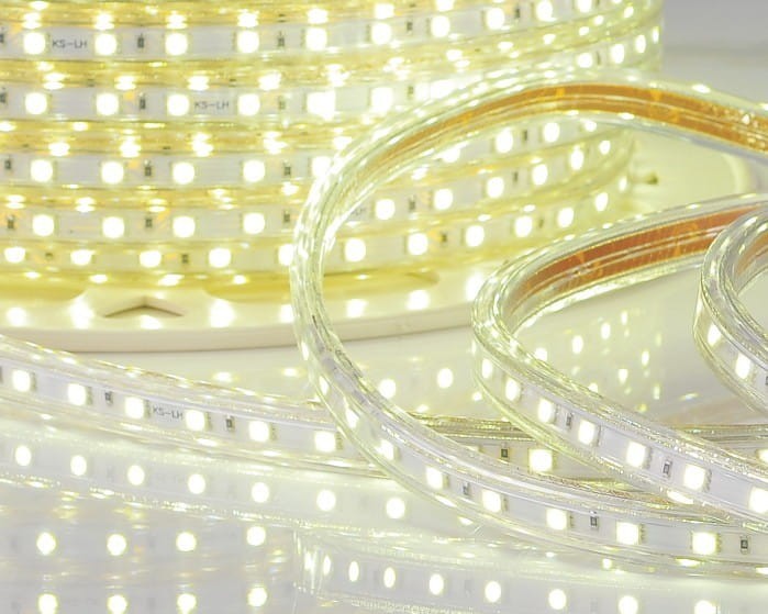 Taśma LED 230V SMD5050 IP67 wodoszczelna 60d/m CIEPŁA