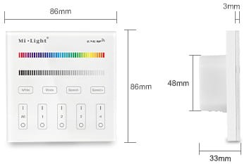 Milight Sterownik naścienny dotykowy RGB i RGBW T3 230V