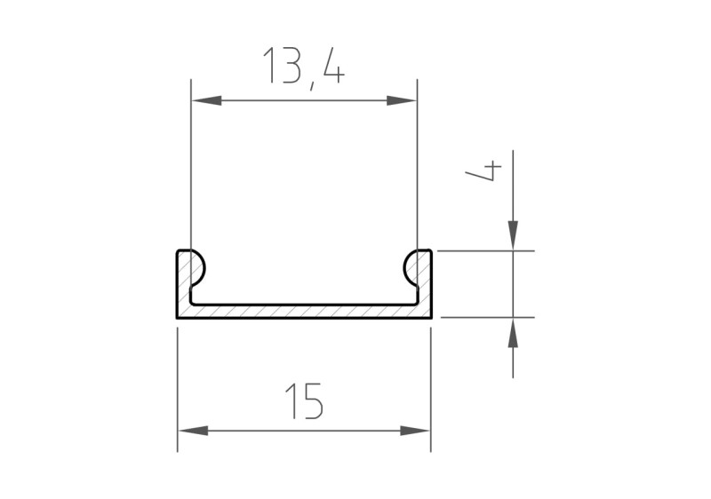Profil aluminiowy TECH-LIGHT P4-3 anodowany 1m