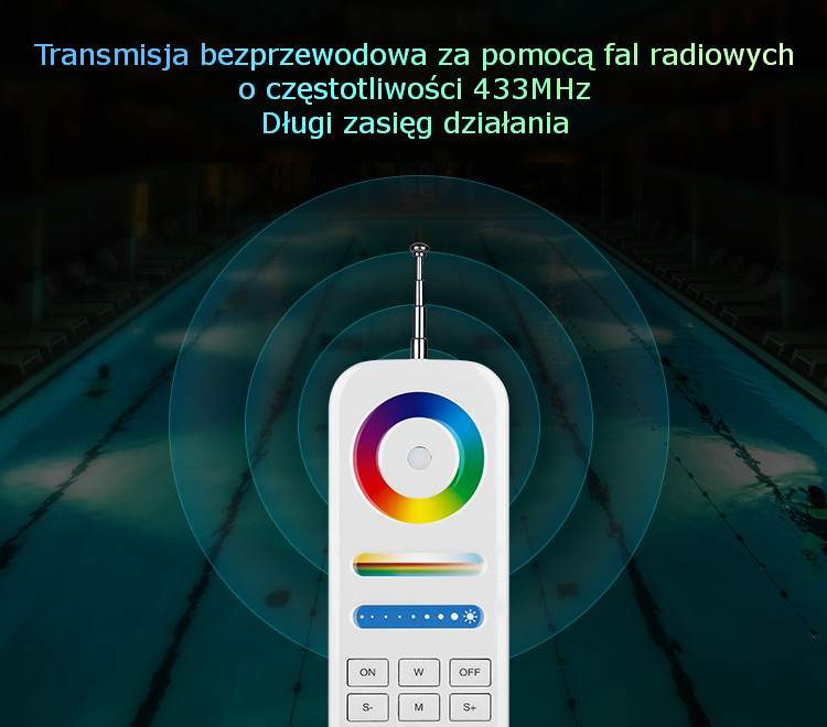 FUT086 Milight Pilot 433MHz RGB CCT 8-strefowy sterownik