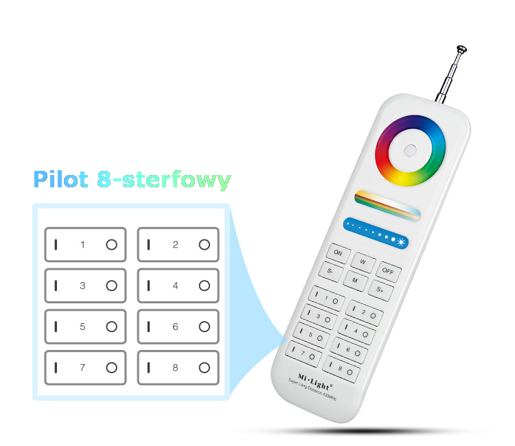 FUT086 Milight Pilot 433MHz RGB CCT 8-strefowy sterownik