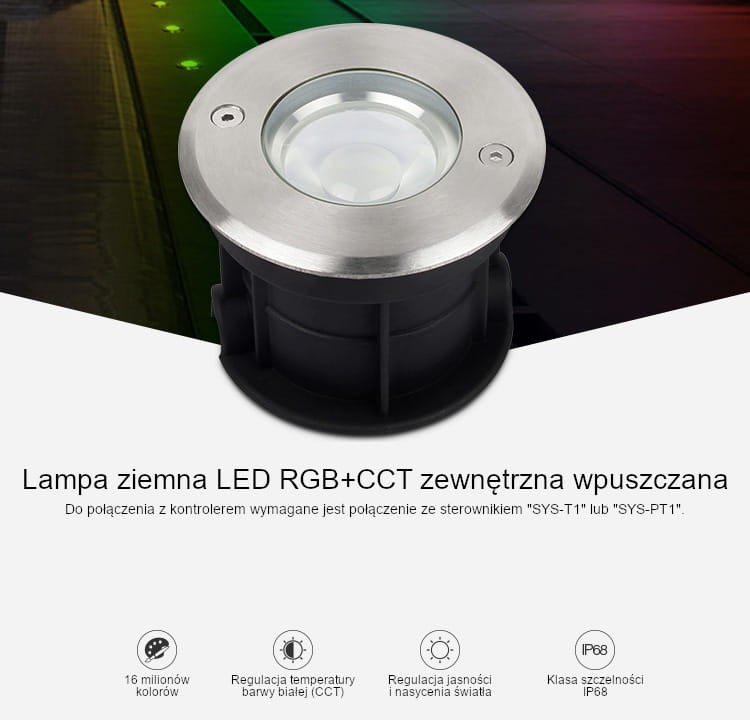 SYS-RD1 5W systemowa lampa ziemna Milight IP68 RGB+CCT
