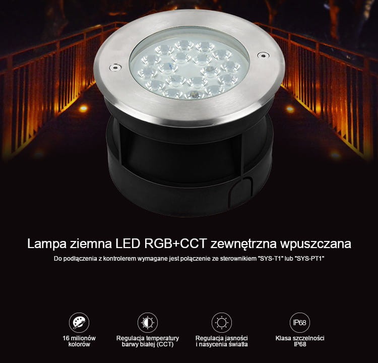 SYS-RD2 9W systemowa lampa ziemna Milight IP68 RGB+CCT