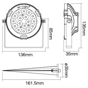 SYS-RC1 9W systemowa lampa ogrodowa Milight IP65 RGB+CCT