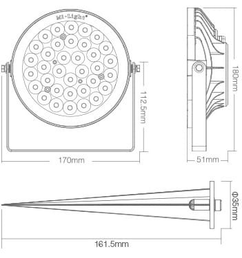 SYS-RC2 15W systemowa lampa ogrodowa Milight IP65 RGB+CCT