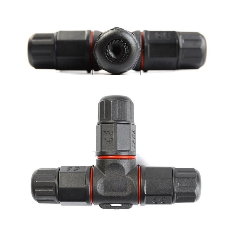 Trójnik wodoodporny T 3PIN - szybko-złączka IP68