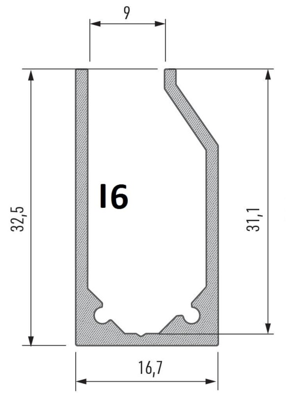Profil aluminiowy LUMINES I6 szybowy anodowany 1m