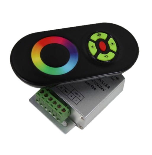 Sterownik RGB RF radiowy 5P +dotyk 12V 18A 216W czarny