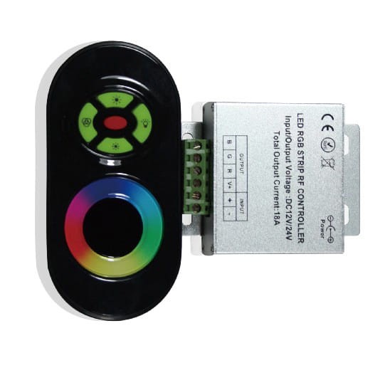 Sterownik RGB RF radiowy 5P +dotyk 12V 18A 216W czarny