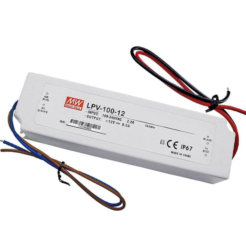Zasilacz LED MEAN WELL wodoodporny IP67 12V 8.5A 100W LPV-100-12