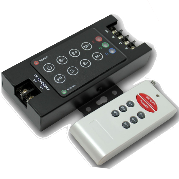 Sterownik RGB RF - radiowy - panel + pilot - 12V 30A 360W