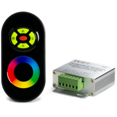 Sterownik RGB RF radiowy 5P +dotyk 12V 18A 216W czarny